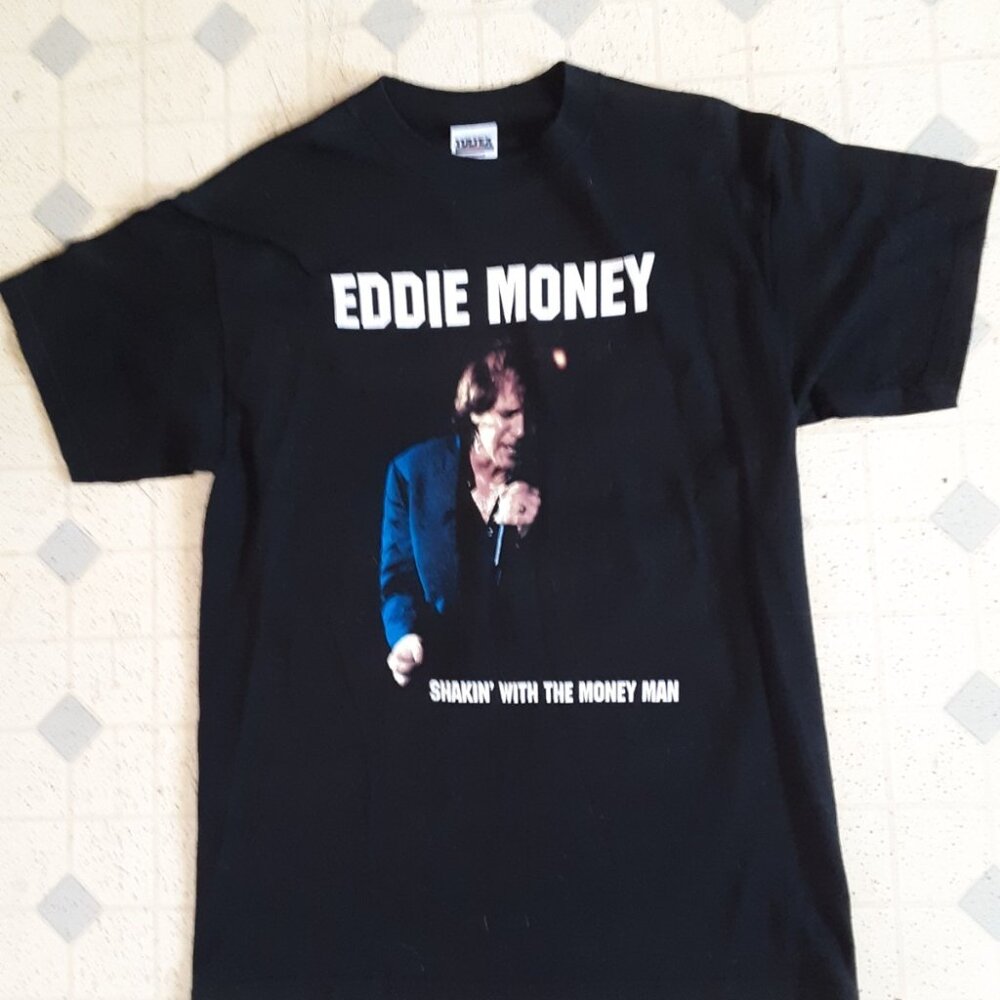 Vtg EDDIE MONEY SHAKIN' WITH THE MONEY MAN TOUR T-SHIRT Black Adult Large Size